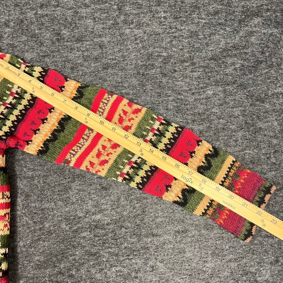 Vintage Heirloom Collectibles Red Green Fair Isle Zip Cardigan Sweater Sz S - Picture 6 of 9